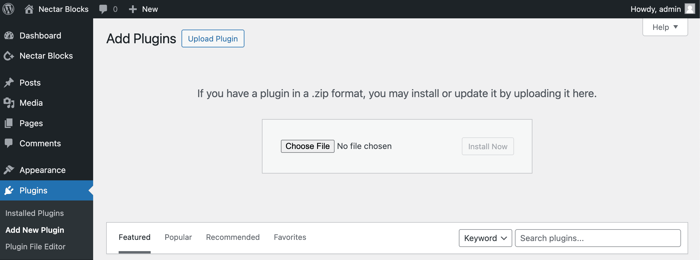 Nectarblocks Upload Plugin
