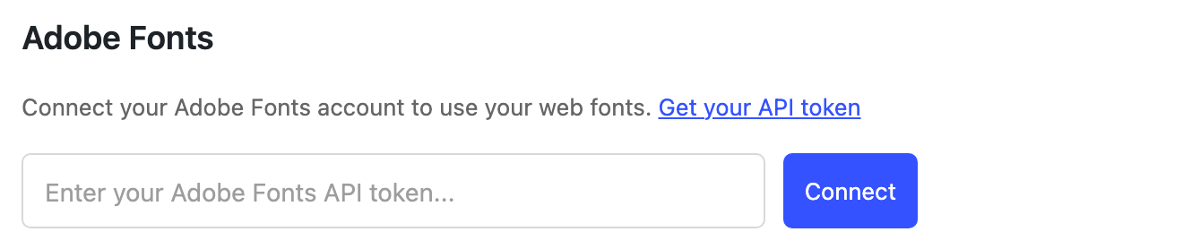 Adobe Fonts section in the Fonts admin tab