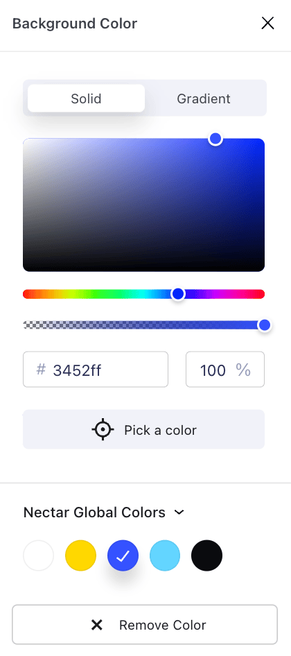 Nectarblocks Background Color Settings
