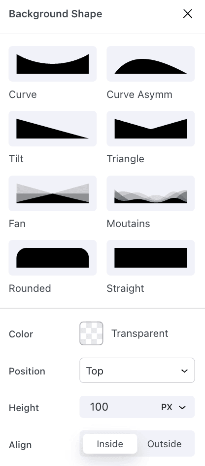 Nectarblocks Background Shape Settings