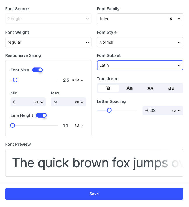 Nectarblocks customizer settings