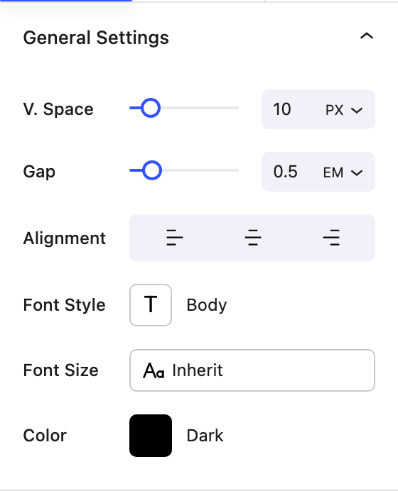 Font Size control in the block sidebar