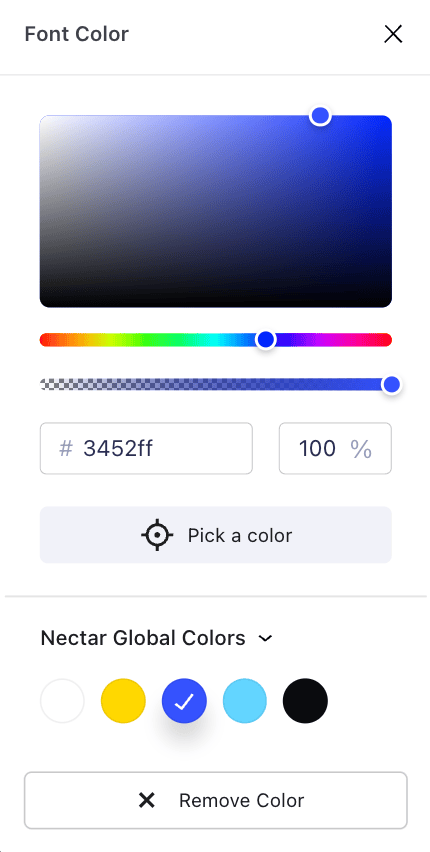 Nectarblocks Font Color Settings