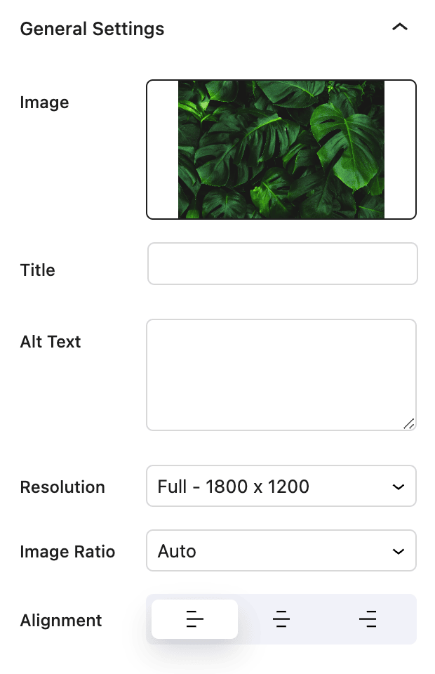 Nectarblocks Image Settings