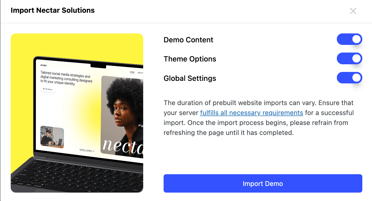 Nectarblocks Importer/Exporter Upload Plugin