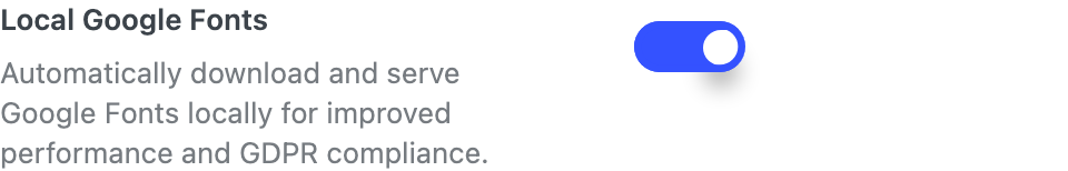 Local Google Fonts toggle in the Plugin Options admin tab