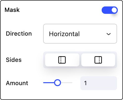 Mask control panel with Direction, Sides, and Amount