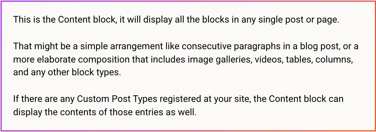 Post Content block in the editor