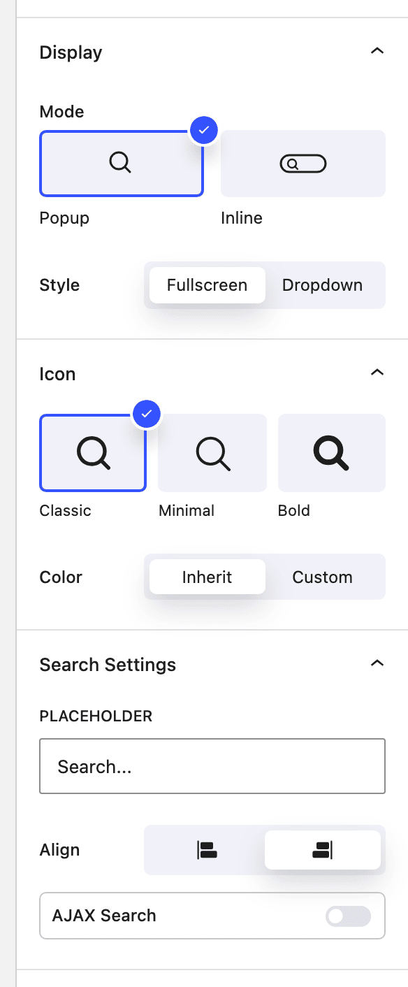 Nectar Search Settings