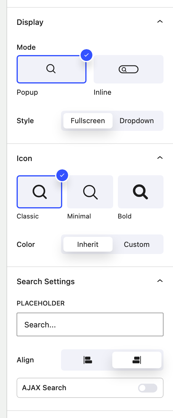 Nectar Search Settings