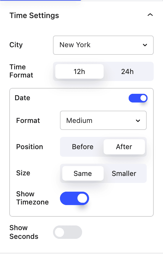 Nectar World Time Settings
