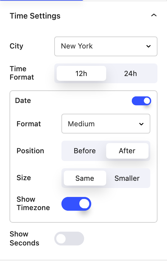 Nectar World Time Settings